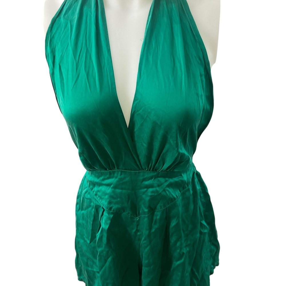 Rare Gold Label Victoria Secret Emerald Green Halter Romper - Picture 2 of 3